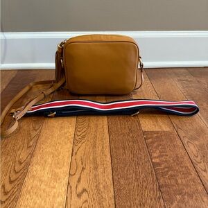 Mark and Graham Camel Crossbody Bag with Multicolor Strap (New with tags!)